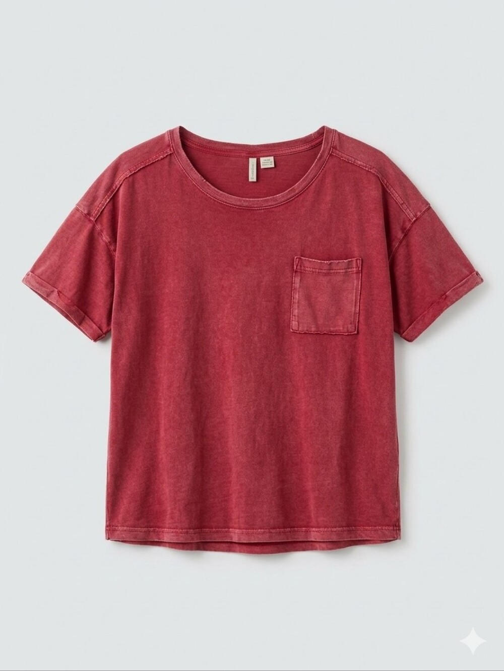 Women/Teen Short Sleeve Distressed Pocket Tee in Washed Red - Cato's